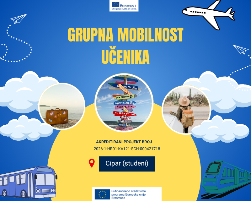 Obavijest o odabiru učenika za Erasmus+ mobilnost na Cipar