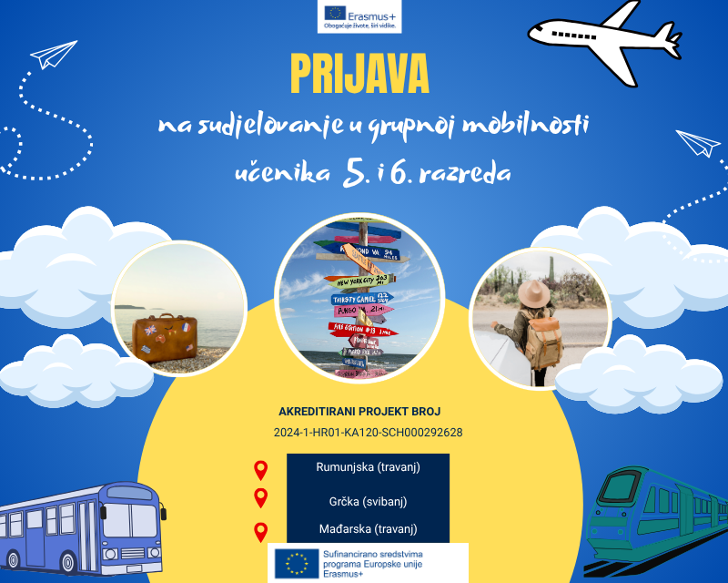 Natječaj za odabir učenika u Erasmus+ mobilnosti u sklopu Erasmus+ akreditacije